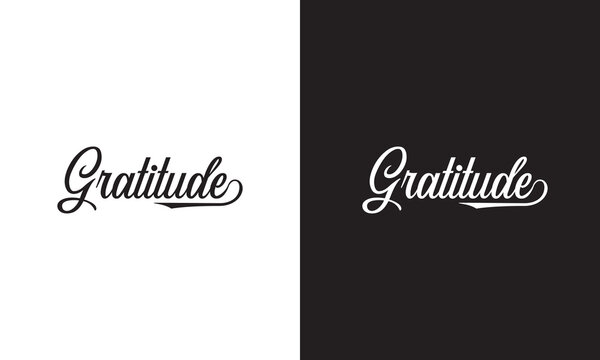 One line drawing typography line art of gratitude word writing isolated on white and black background.  Vector illustration. EPS 10