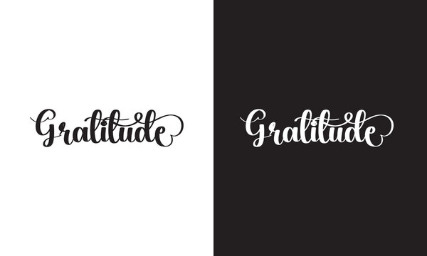 One line drawing typography line art of gratitude word writing isolated on white and black background.  Vector illustration. EPS 10