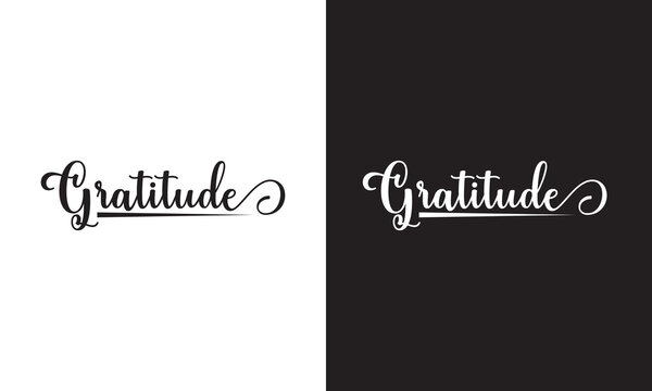 One line drawing typography line art of gratitude word writing isolated on white and black background.  Vector illustration. EPS 10