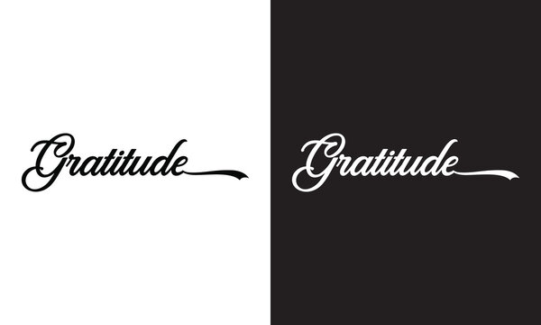 One line drawing typography line art of gratitude word writing isolated on white and black background.  Vector illustration. EPS 10