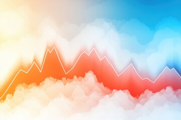 Poster - Financial Distress Visualization in Turbulent Markets with Colorful Cloud Background and Abstract Line Graph Representing Market Trends and Fluctuations