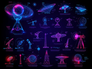 Wall Mural - evolution of telescopes: a mesmerizing digital art collection showcasing the evolution of telescopes