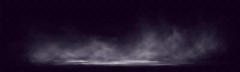 Poster - Soft fog or smoke rising on a dark background with gentle light at the base, creating an atmosphere of mystery and depth. Perfect for fantasy and horror scenes.
