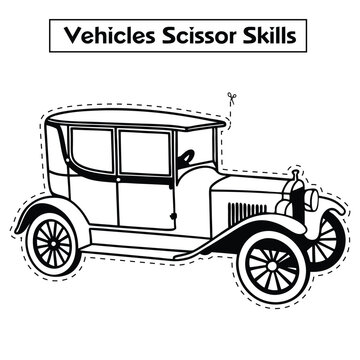 Vehicles Scissor Skills Coloring Pages