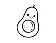 © Yanka - Avocado funny character with a smile doodle hand drawn icon. Avocado happy smiling drawing clipart outline element.