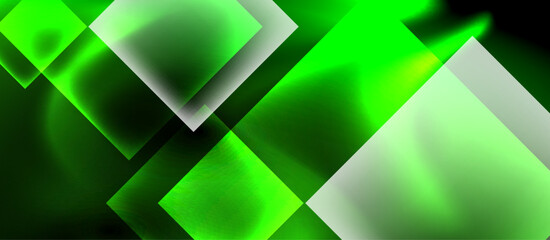 Aufkleber - Dark neon colors with glass square shapes
