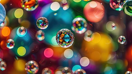 Poster - Colorful liquid droplets suspended in mid-air