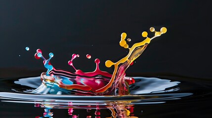 Poster - Colorful liquid droplets suspended in mid-air