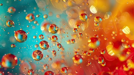 Poster - Colorful liquid droplets suspended in mid-air
