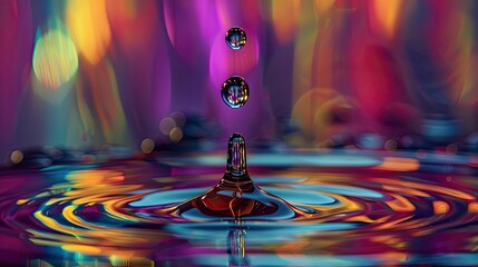 Poster - Colorful liquid droplets suspended in mid-air