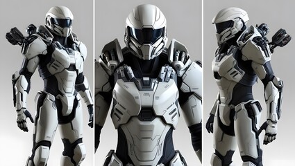 Aufkleber - Futuristic action character sci-fi setting digital artwork high-tech environment close-up view concept art