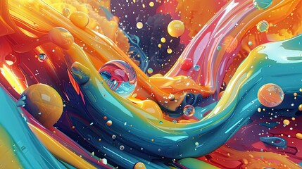 Poster - Bright, liquid shapes with a futuristic feel