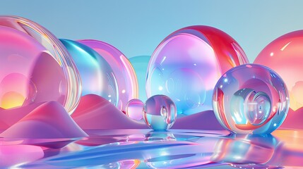 Poster - Bright, liquid shapes with a futuristic feel