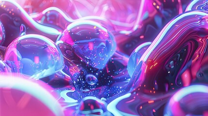 Poster - Bright, liquid shapes with a futuristic feel
