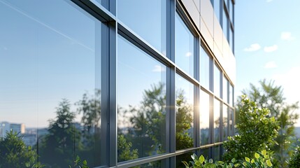 Poster - Architectural detail of a modern window with reflective glass