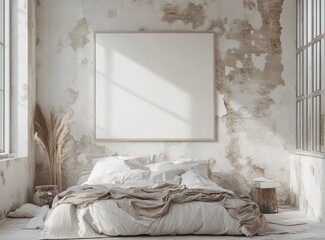 Wall Mural - Rustic Bedroom Mockup.