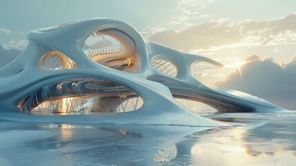 Poster - Abstract render of a futuristic building concept