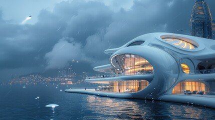 Poster - Abstract render of a futuristic building concept