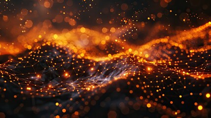 Poster - Abstract network lines and particles forming a digital web