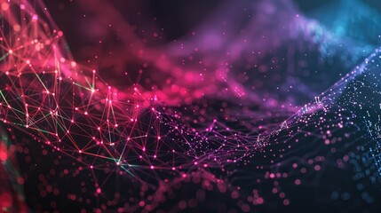 Poster - Abstract network lines and particles forming a digital web
