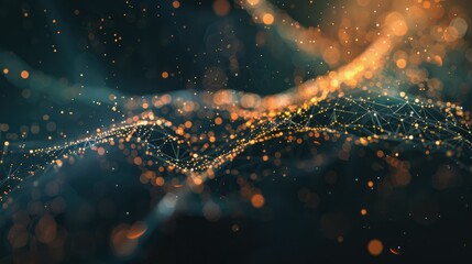 Poster - Abstract network lines and particles forming a digital web