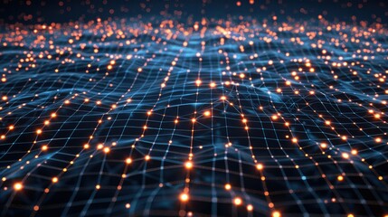 Poster - Abstract digital grid with glowing nodes