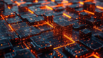 Poster - Abstract digital grid with glowing nodes