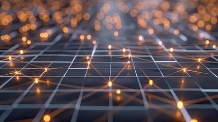 Poster - Abstract digital grid with glowing nodes
