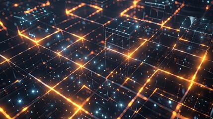 Poster - Abstract digital grid with glowing nodes