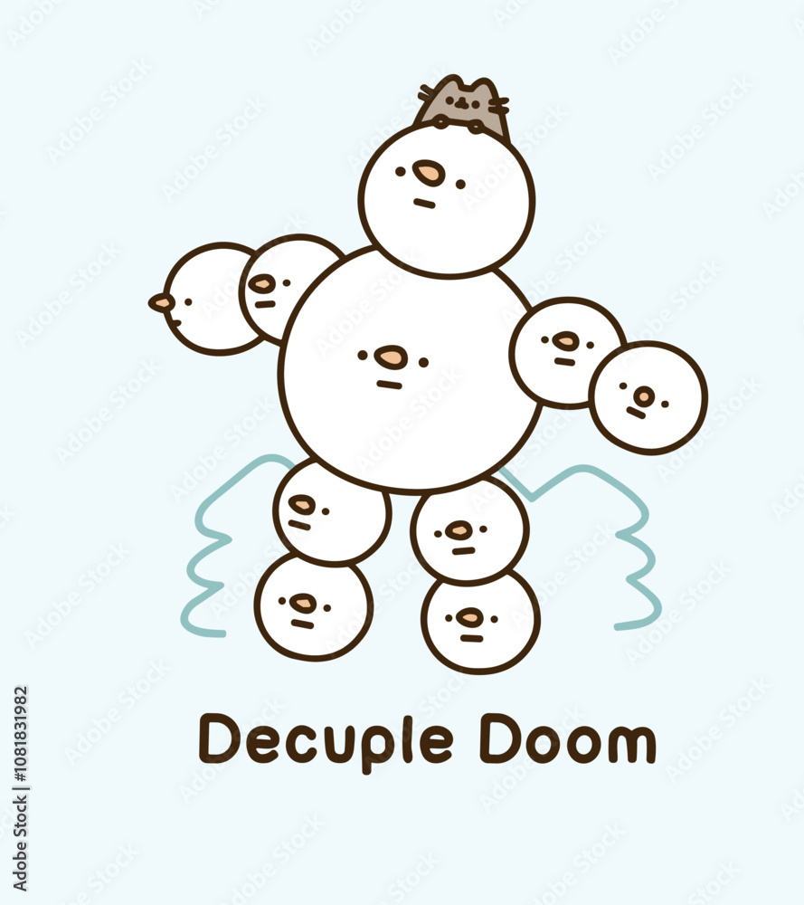 Pusheen Decuple doom vector illustration Stock Vector | Adobe Stock