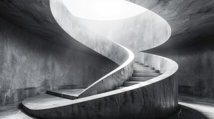 Poster - Abstract architectural rendering of a spiral staircase