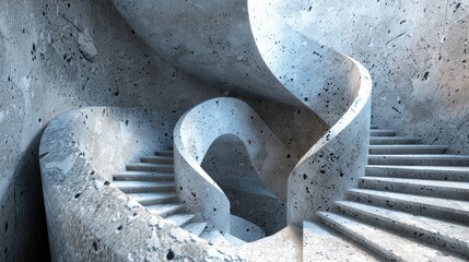 Poster - Abstract architectural rendering of a spiral staircase