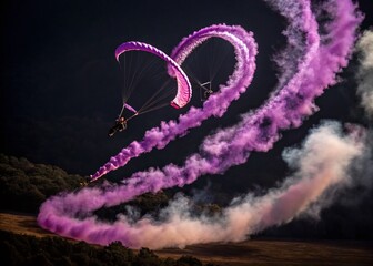 Wall Mural - Captivating Violet Smoke Rings Against a Deep Black Background for Stunning Visual Effects and Artistic Photography