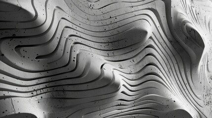 Poster - 3D wavy forms with a cement texture creating a contrast effect
