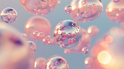 Poster - 3D shiny smooth spheres floating against a gradient background
