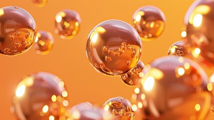 Poster - 3D shiny smooth spheres floating against a gradient background