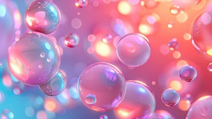 Poster - 3D shiny smooth spheres floating against a gradient background