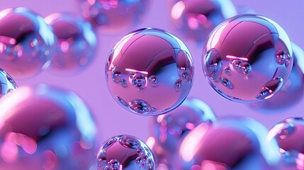Poster - 3D shiny smooth spheres floating against a gradient background