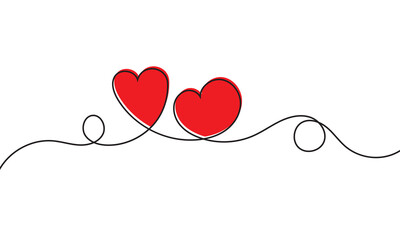 Poster - Heart border with line art hearts. heart banner. isolated on white background.  Vector illustration. EPS 10