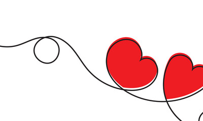 Poster - Heart border with line art hearts. heart banner. isolated on white background.  Vector illustration. EPS 10