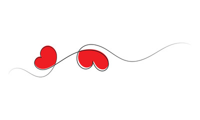 Poster - Heart border with line art hearts. heart banner. isolated on white background.  Vector illustration. EPS 10
