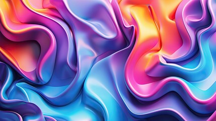 Poster - 3D abstract fluid shapes in vibrant colors