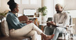 © HockleyMedia24/peopleimages.com - African man, psychologist and woman with writing, notes or checklist for mental health consultation. Black people, therapist and patient with clipboard for test, assessment or help at wellness clinic