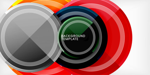 Poster - Abstract background - multicolored circles, trendy minimal geometric design, vector illustration