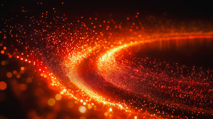 Poster - A red swirl of light and fire with a dark background. The image is abstract and has a sense of movement and energy