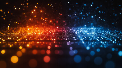 Poster - A colorful background with red and blue dots. The background is a mix of red and blue, creating a vibrant and energetic atmosphere
