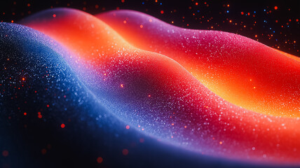 Poster - A colorful, abstract image of a wave with red, blue, and yellow colors. The image has a dreamy, surreal quality to it, with the colors blending
