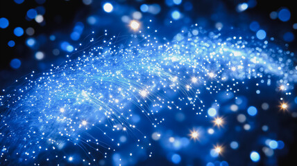 Poster - A beautiful blue sky with a lot of stars scattered throughout. The blue line in the sky is a wave, giving the impression of a vast ocean. The stars are twinkling brightly, creating a sense of wonder
