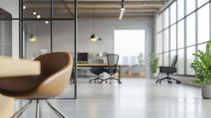 Poster - Beautiful blurred background of a light modern office interior
