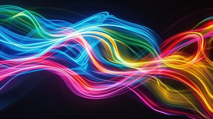 Poster - Abstract spectrum of light painting streaks on black background